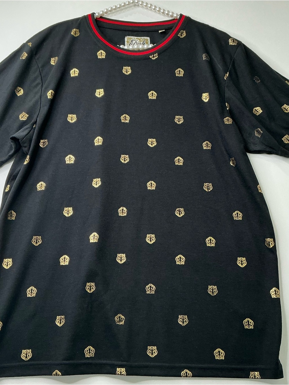 Drill Clothing Company Shirt Mens Adult Small Black All Over Gold Print Tiger L
